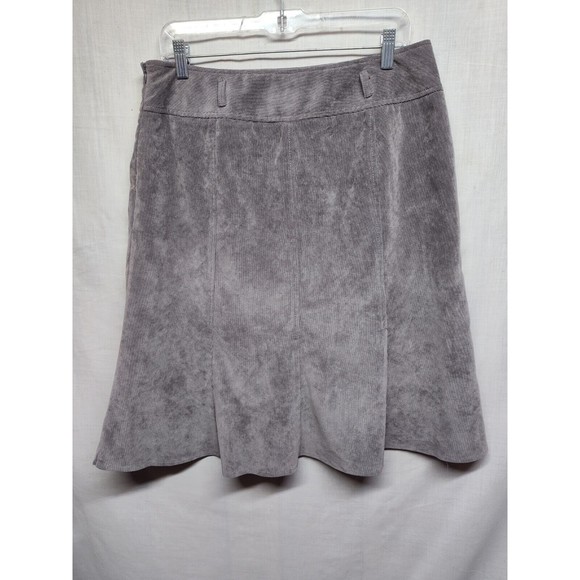 Larry Levine Skirt Size 10 Flared Corduroy Grey Zip Up Lined Velvet - Picture 7 of 14